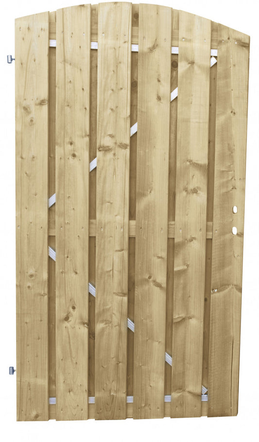 Jumbodeur met slotgat, geschaafd vuren 15 mm op verstelbaar stalen frame 100 x 180 cm, toog verticaal.