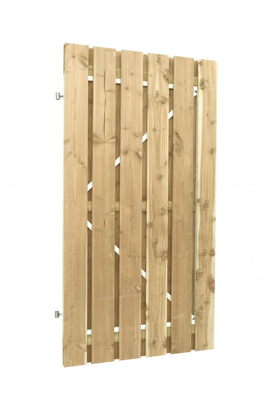 Jumbodeur met slotgat, geschaafd vuren 15 mm op verstelbaar stalen frame 100 x 180 cm, recht verticaal.