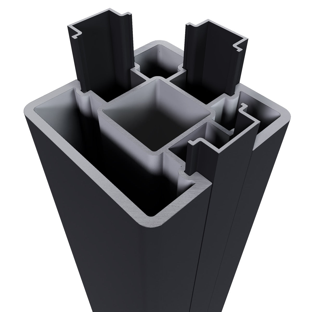NewTechWood aluminium poortpaalset, 2 stuks met paalkap, 8 x 8 x 270 cm, zwart 1064259