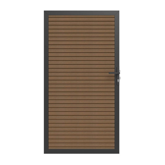 NewTechWood Co-extrusie composiet deur in aluminium frame, horizontaal triple, 100 x 195 cm, Teak  1064264