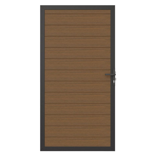 NewTechWood Co-extrusie composiet deur in aluminium frame, horizontaal, 100 x 195 cm, Teak 1064262
