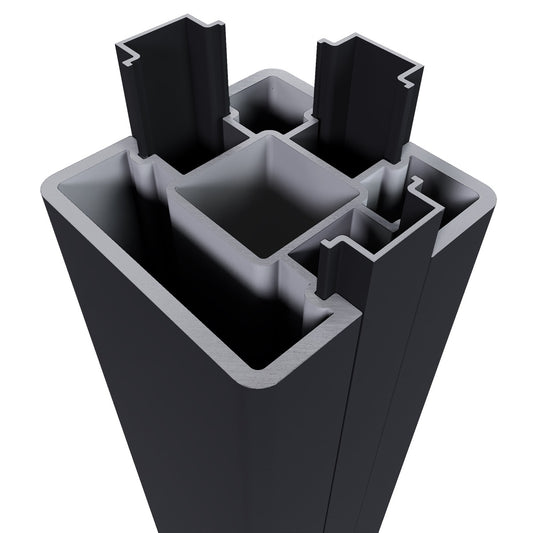 NewTechWood aluminium poortpaalset, 2 stuks met paalkap, 8 x 8 x 270 cm, zwart 1064259