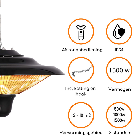 Hangende Heater 1500W - Heatix Terrasverwarmer